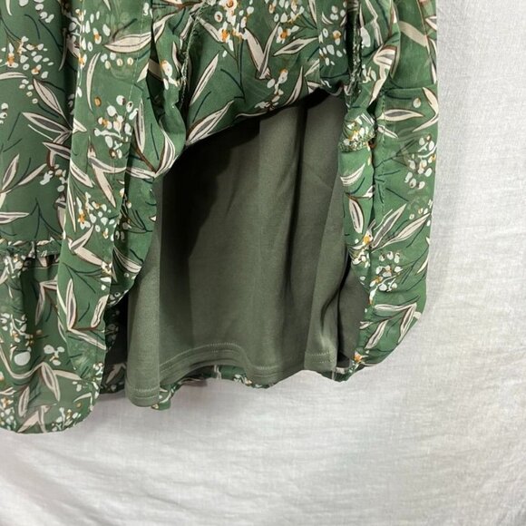 Lush Wrap Top Flutter Sleeve Midi Dres Womens S Sage Green Floral Tiered Ruffle - Picture 6 of 14